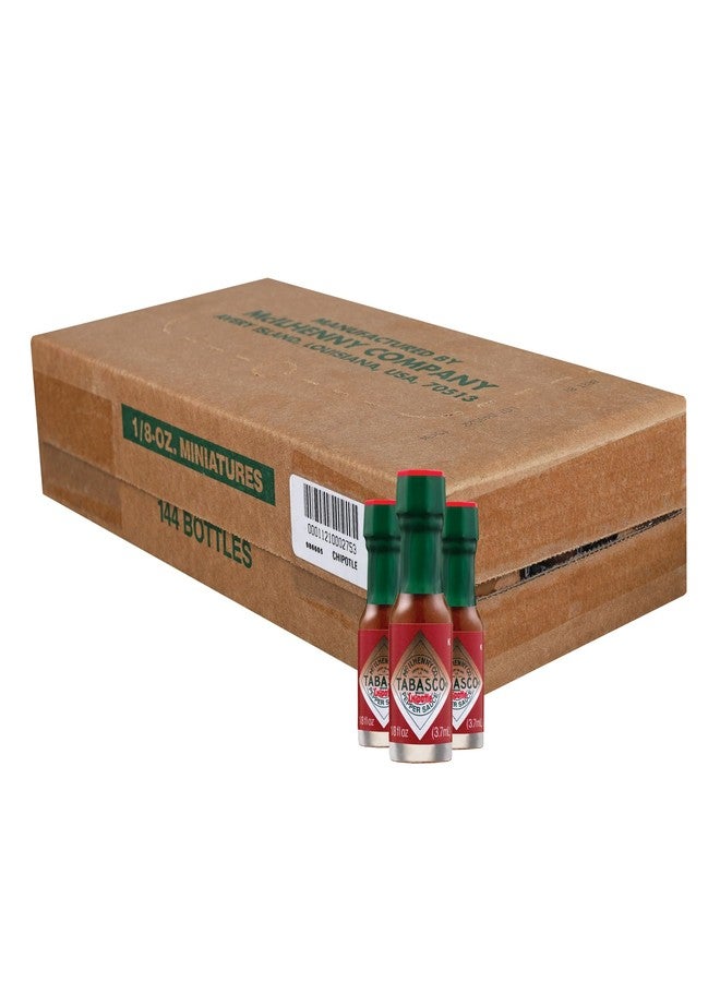 TABASCO Brand Chipotle Pepper Sauce, Medium Hot Sauce, Mini Glass Bottles, Chipotle Peppers, Smoky & Smooth, Great for Travel, Gifts, Meat & More, 1/8 Oz Mini Bottles (Pack of 144) - Image 1