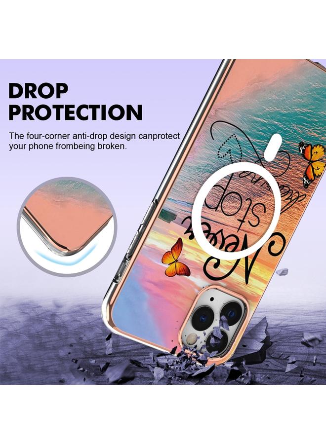 اس-توب جراب لهاتف iPhone 11 Pro Max بنمط رخامي مزدوج الجوانب IMD Magsafe TPU - Image 4