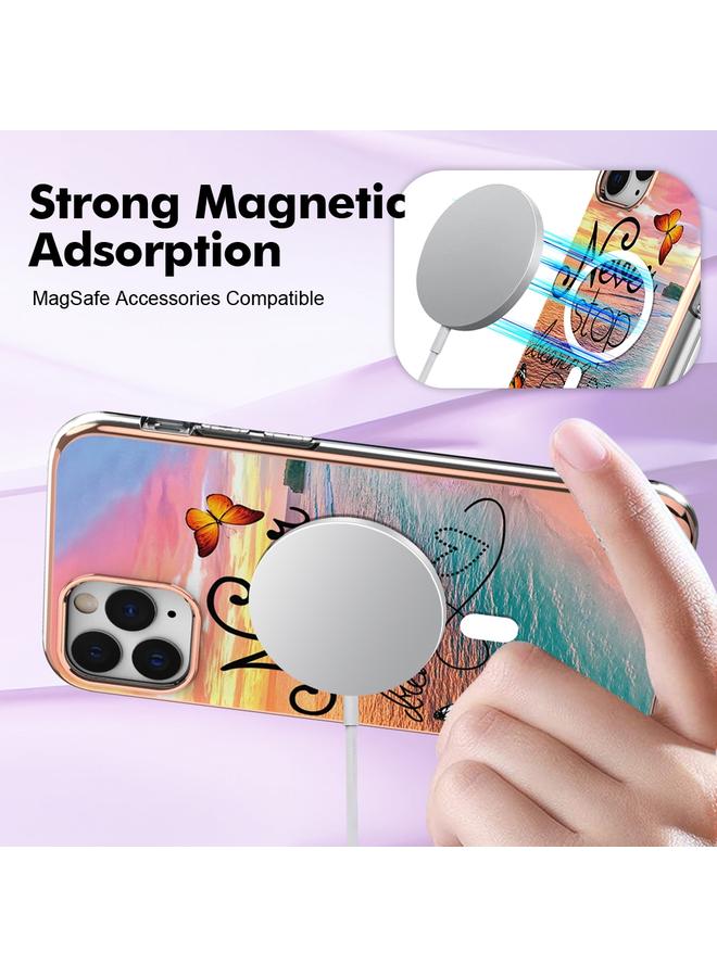 اس-توب جراب لهاتف iPhone 11 Pro Max بنمط رخامي مزدوج الجوانب IMD Magsafe TPU - Image 3