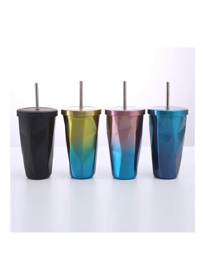 Stainless Steel Insulated Coffee Tumbler Cup with Lid and Straw Blue - Image 4