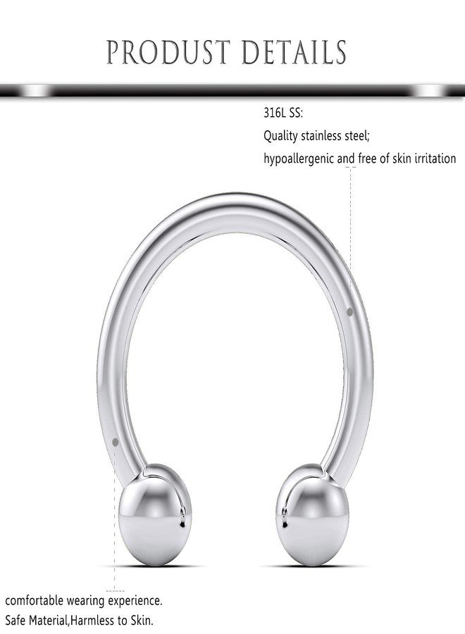 Hoeudjo 12Pcs 16G Septum Retainer Clear Acrylic and Surgical Steel Septum Nose Rings Hoop Horseshoe Cartilage Tragus Septum Ring Body Piercing Jewelry for Women Men Silver-Tone - Image 2