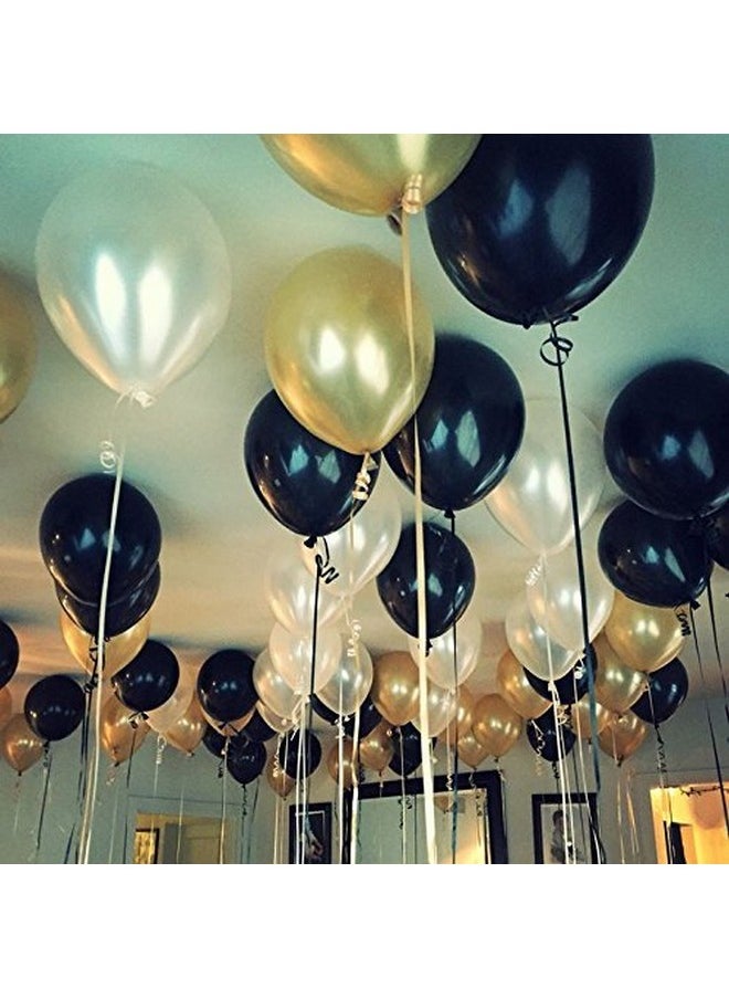 Balloonistics Balloonistics Metallic HD Toy Balloons, Golden Black White (Pack of 50)  - Image 1