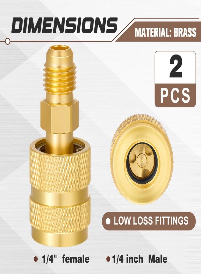 Otoolling 2 Pcs R-410A 134A R22 R290 R600a Refrigerant Brass Adapter 1/4" Female to 1/4" Male Thread Adapter Heavy Duty HVAC Quick Connect Fittings Low Loss for Refrigerant Tanks Mini Split Systems - Image 2