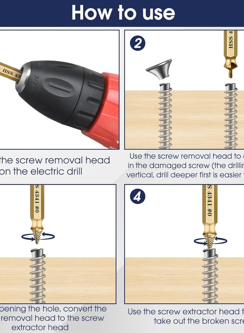 GGOOT Damaged Screw Extractor Kit, 6Pcs HSS Drill Bit Bolt Extractor Set for Removal of Rusty Hardware, DIY Hand Tools Gifts for Men - Image 5