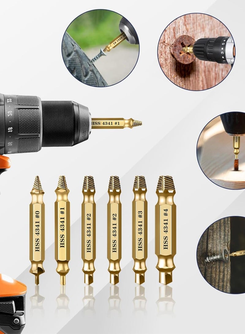 GGOOT Damaged Screw Extractor Kit, 6Pcs HSS Drill Bit Bolt Extractor Set for Removal of Rusty Hardware, DIY Hand Tools Gifts for Men - Image 4