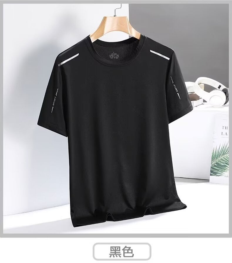 Ice Silk Quick-Drying T-Shirt Summer Casual Men'S Short Sleeve T-Shirt Loose Sports Printing Breathable Jacket A Generation Of Hair - Image 1
