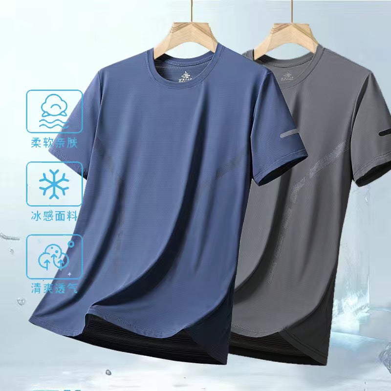 Ice Silk Quick-Drying T-Shirt Summer Casual Men'S Short Sleeve T-Shirt Loose Sports Printing Breathable Jacket A Generation Of Hair - Image 2
