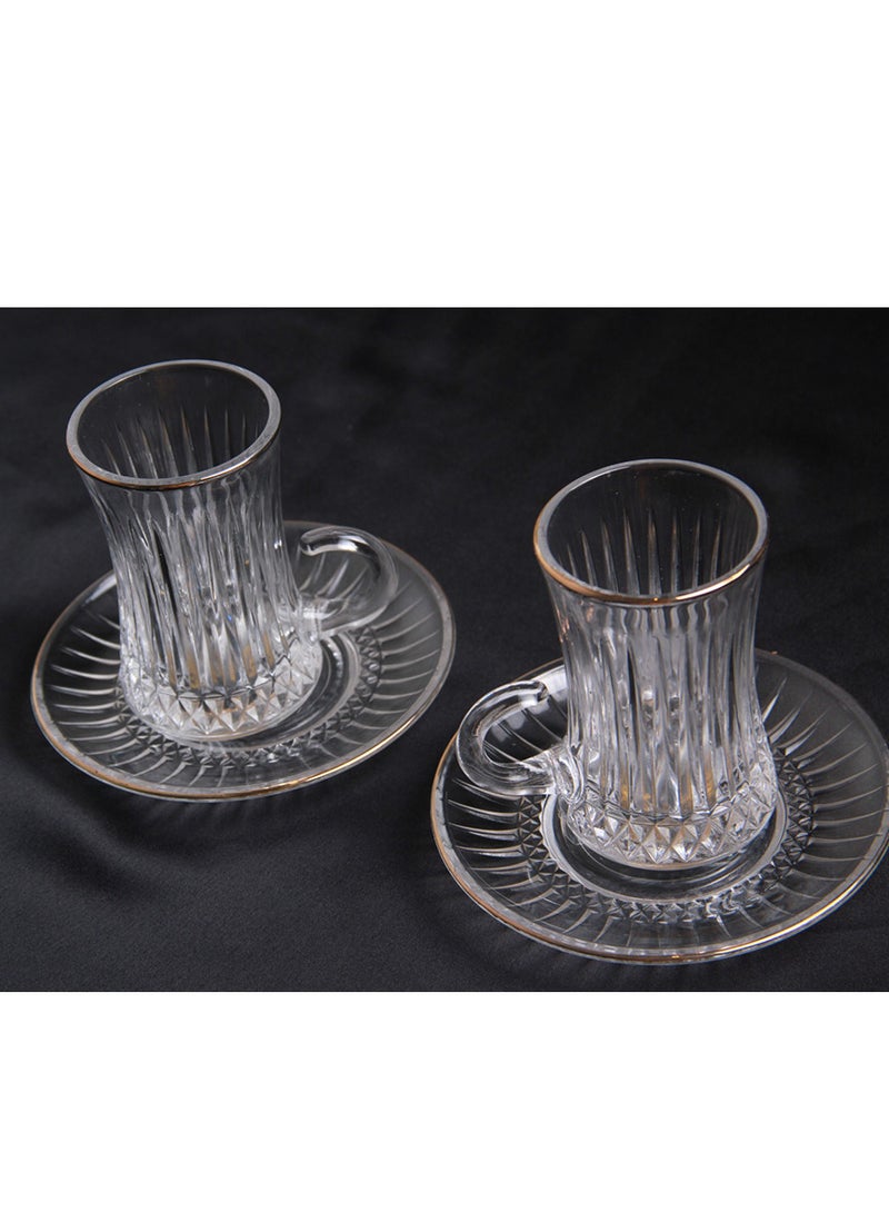 طقم تقديم أكواب شاي مع صحون بتصميم فاخر - Image 3