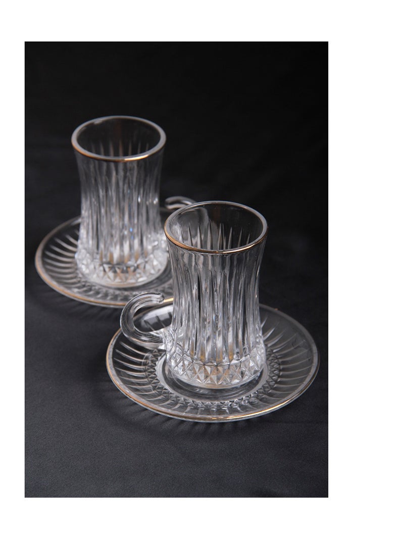 طقم تقديم أكواب شاي مع صحون بتصميم فاخر - Image 2