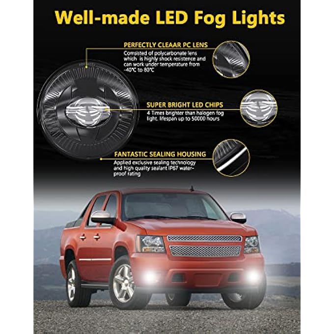 BICYACO Led Fog Lights 5202 Compatible With Chevy 0714 SuburbanTahoe0713 Avalanche1013 Camaro1516 Colorado15 SilveradoGmc AcadiaYukon 1 Pair Black - Image 3