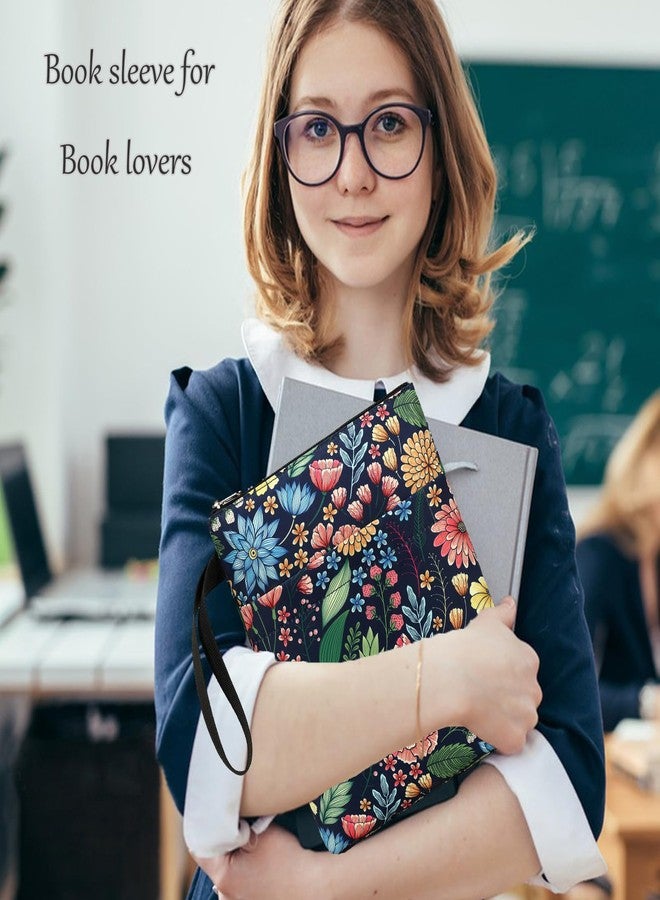DSIUE Book Sleeve Book Lover Gifts Book Protector with Zipper, Book Covers for Paperbacks, Book Pouch with Pockets, Book Accessories Book Club Gifts,11.4 X 9 Inch - Image 2
