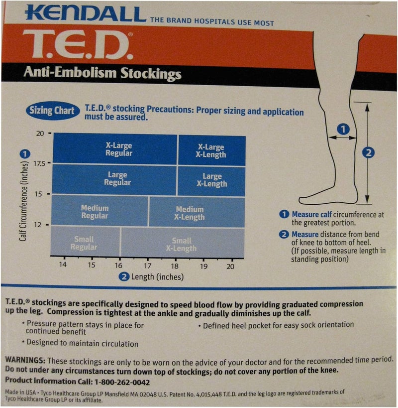 KENDALL TED AntiEmbolism White KneeLength ExtraLarge ExtraLength ClosedToe 1 Pair 944209 - Image 2