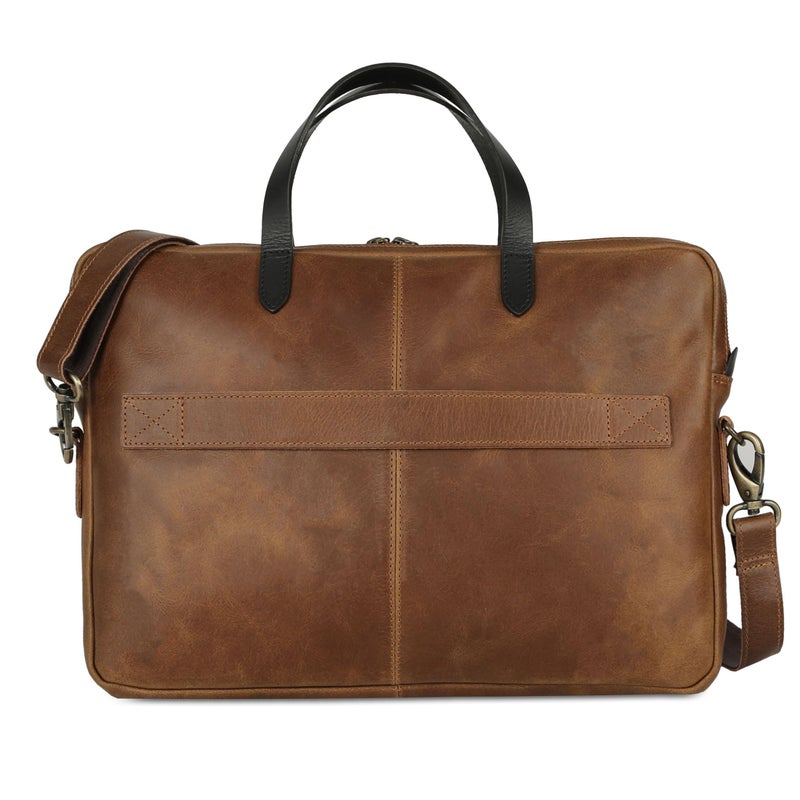 KomalC 15.5 Inch Leather Laptop Sleeve with Trolley Strap â€“ Slim Genuine Leather Bag for 13", 14", 14.5" Laptops â€“ Office Briefcase with Shoulder Strap & Organizer - Image 5