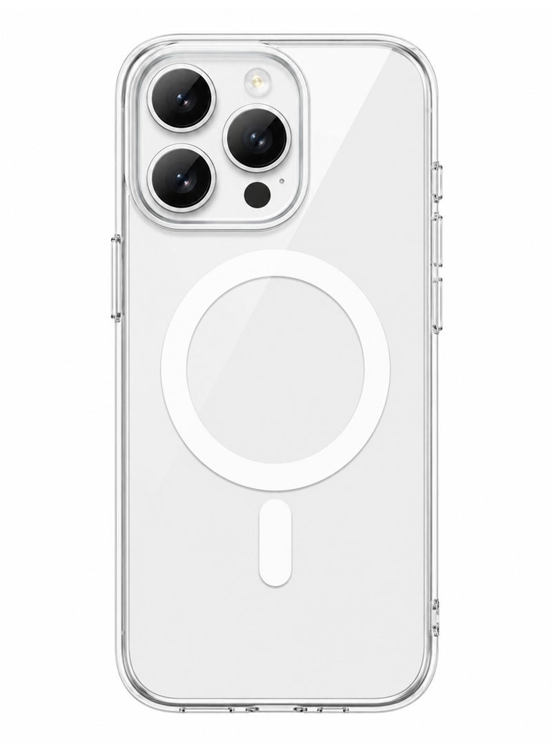 iPhone 16 Pro  Clear Case with MagSafe Wireless Charging Compatible Back Cover with Electroplating Shockproof Frame-SILVER