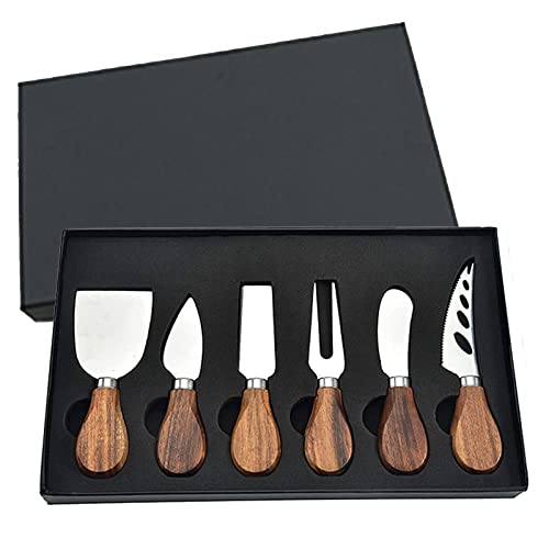 KT-GARY Cheese Knives with Cheese Slicer Cheese Cutter Cheese Fork,Cheese Spreading Knife for Charcuterie Boards and Cutlery Gift Set,6 Pieces Cheese Knife Set with Bamboo Wood Handle Steel Stainless - Image 1