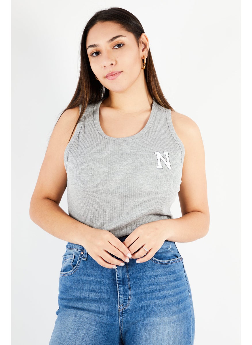 NOISY MAY Women Heather Sleeveless Bodysuit, Grey  - Image 1