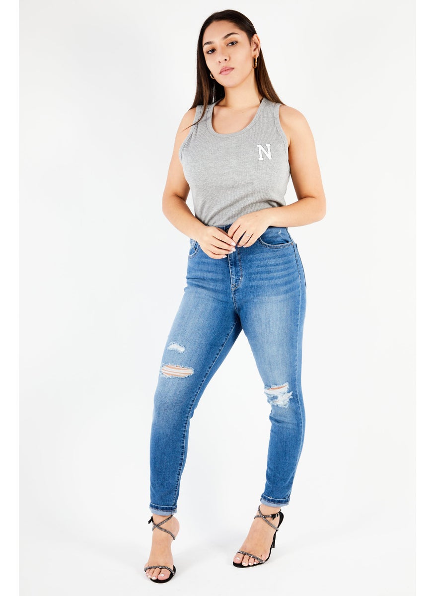 NOISY MAY Women Heather Sleeveless Bodysuit, Grey  - Image 2