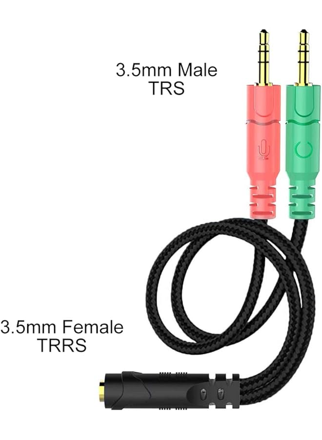 إنفيل كابل موزع سماعة الرأس والميكروفون للكمبيوتر الشخصي، محولات صوتية لمقبس سماعة الرأس 3.5 مم أنثى إلى 2 ذكر مزدوج 3.5 مم للكمبيوتر في وقت واحد، موزع Y - Image 1