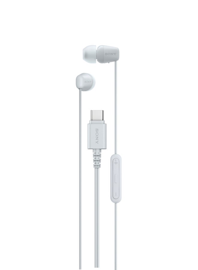 Sony IER-EX15C USB-C Wired In-Ear Headphones with Mic and Inline Remote – White - Image 1