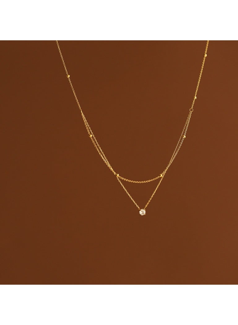 Personalized and versatile titanium steel double-layer layered necklace, women's  necklace,  collarbone chain - Image 1