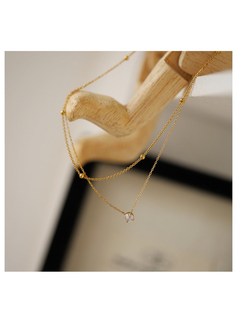 Personalized and versatile titanium steel double-layer layered necklace, women's  necklace,  collarbone chain - Image 3