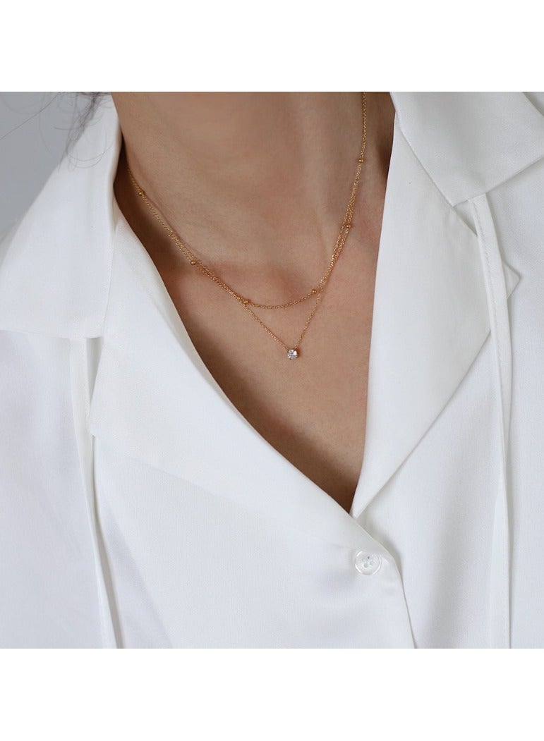 Personalized and versatile titanium steel double-layer layered necklace, women's  necklace,  collarbone chain - Image 4