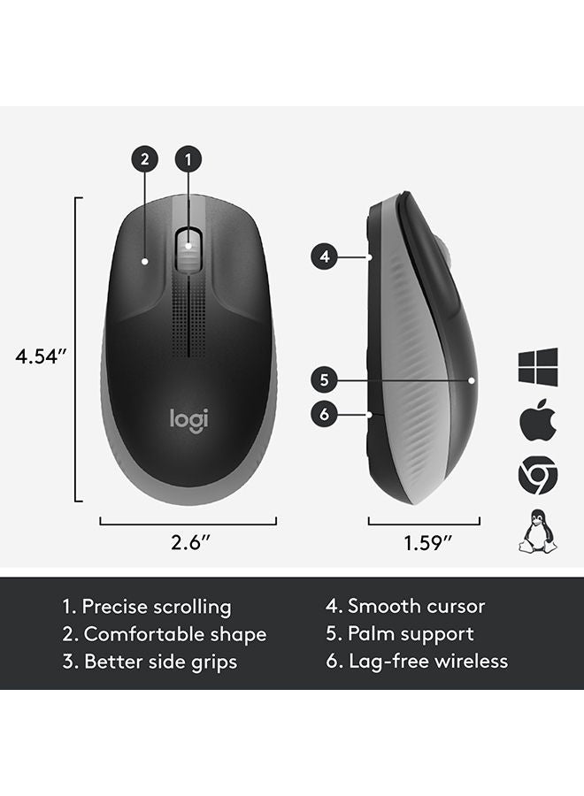Logitech Wireless Mouse M190 Grey - Image 5