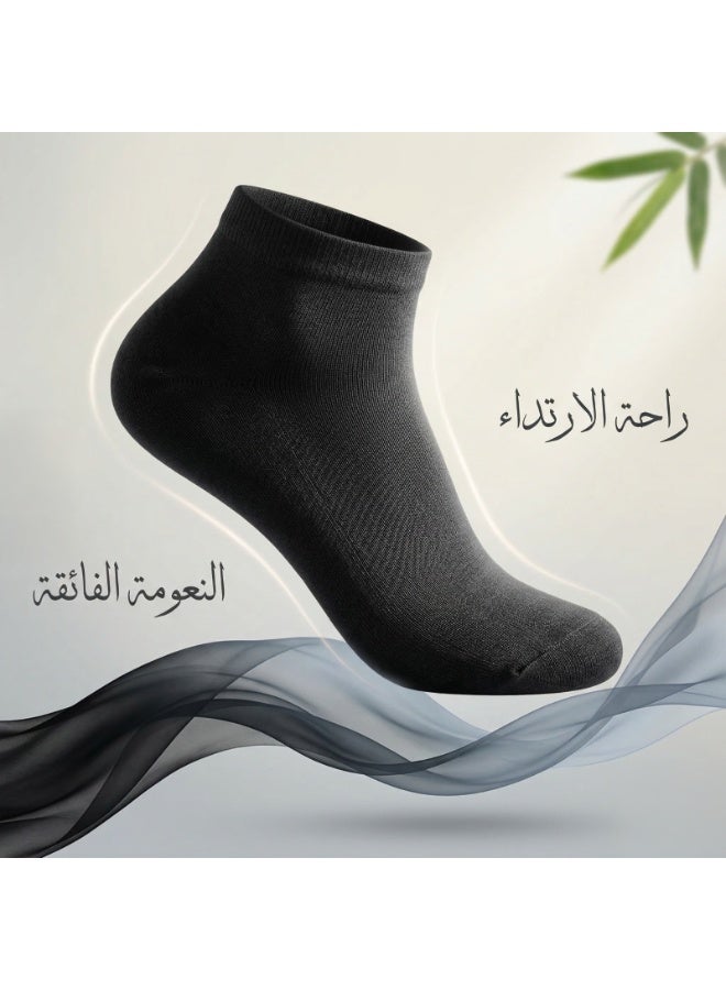 دودوليزا شراب نسائي فاخر كلاسيك من البامبو بتقنية نانو الفضة مضاد للبكتيريا بطول الكاحل أسود 5 أزواج - Image 5