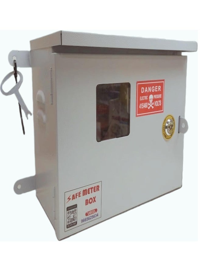 UECO Safe Meter Box - Heavy-Duty Weatherproof Metal Enclosure with Ply Base & Lock | Solar Installations/Meter/EV Charging/CCTV Power Box/ | 12"x10"x6" (305x252x153mm) Wall Mount - Image 1