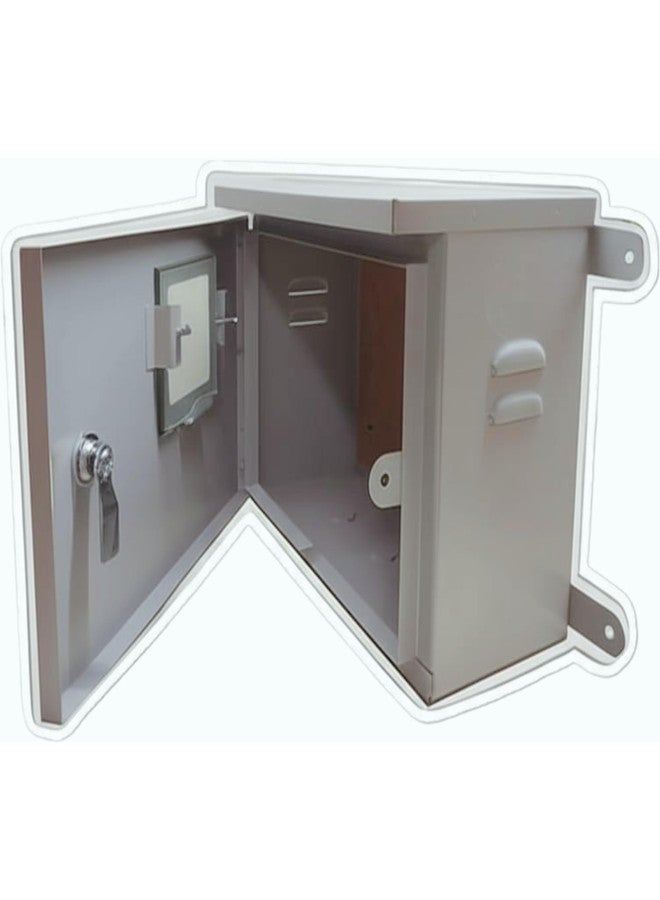 UECO Safe Meter Box - Heavy-Duty Weatherproof Metal Enclosure with Ply Base & Lock | Solar Installations/Meter/EV Charging/CCTV Power Box/ | 12"x10"x6" (305x252x153mm) Wall Mount - Image 5