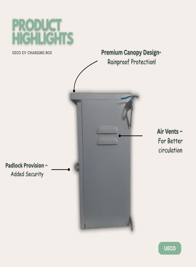 UECO Safe Meter Box - Heavy-Duty Weatherproof Metal Enclosure with Ply Base & Lock | Solar Installations/Meter/EV Charging/CCTV Power Box/ | 12"x10"x6" (305x252x153mm) Wall Mount - Image 2