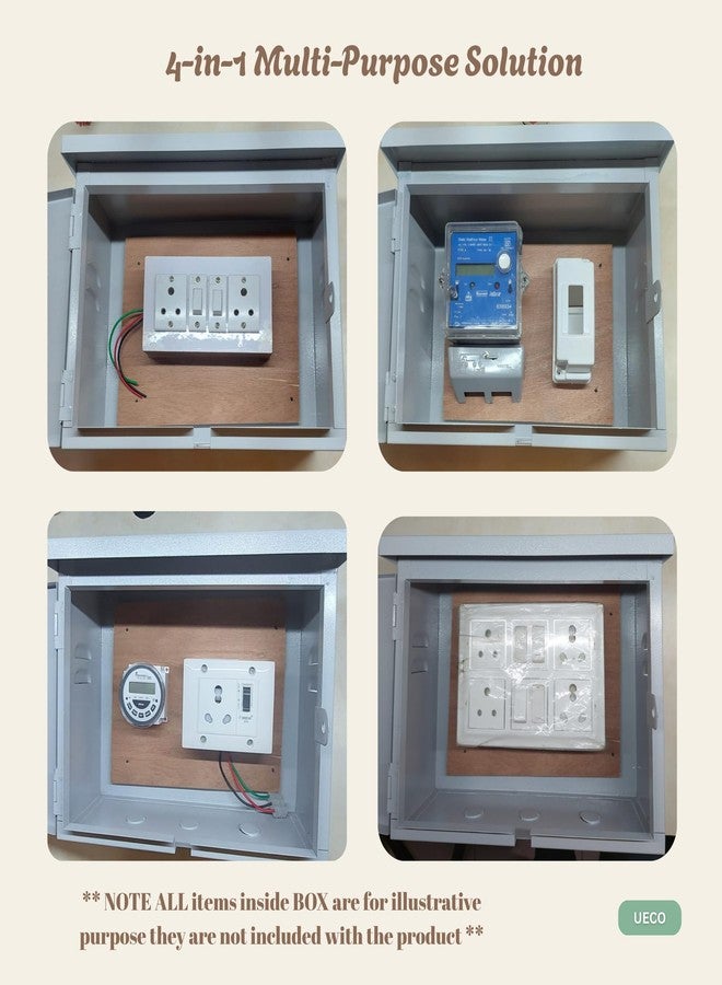 UECO Safe Meter Box - Heavy-Duty Weatherproof Metal Enclosure with Ply Base & Lock | Solar Installations/Meter/EV Charging/CCTV Power Box/ | 12"x10"x6" (305x252x153mm) Wall Mount - Image 4