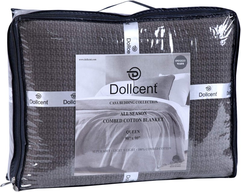 DOLLCENT 100% Cotton Twin Size Blanket for Bed, Premium Soft Combed Lightweight Blankets, Washed Breathable Cozy Bed Throw Blanket, Grey Twin Cotton Blankets for All Season: Grey (66"x90") - Image 4