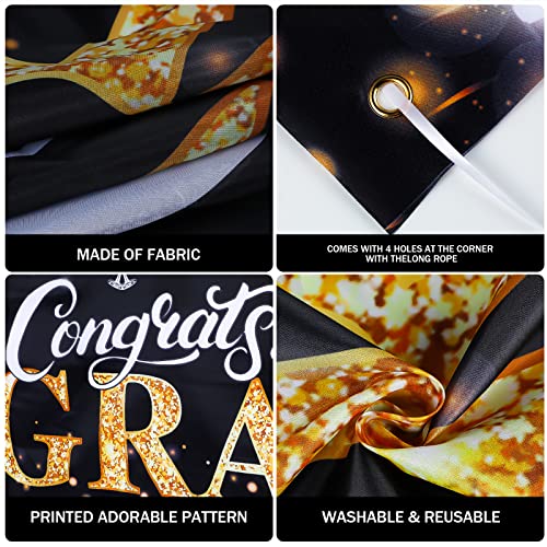 Aaskuu Graduation Banner 2025 Black and Gold - 72.8x43.3 Inch, Congrats Grad Banner for Party Decorations, Large Congratulations Class of 2025 Graduation Backdrop - Image 5