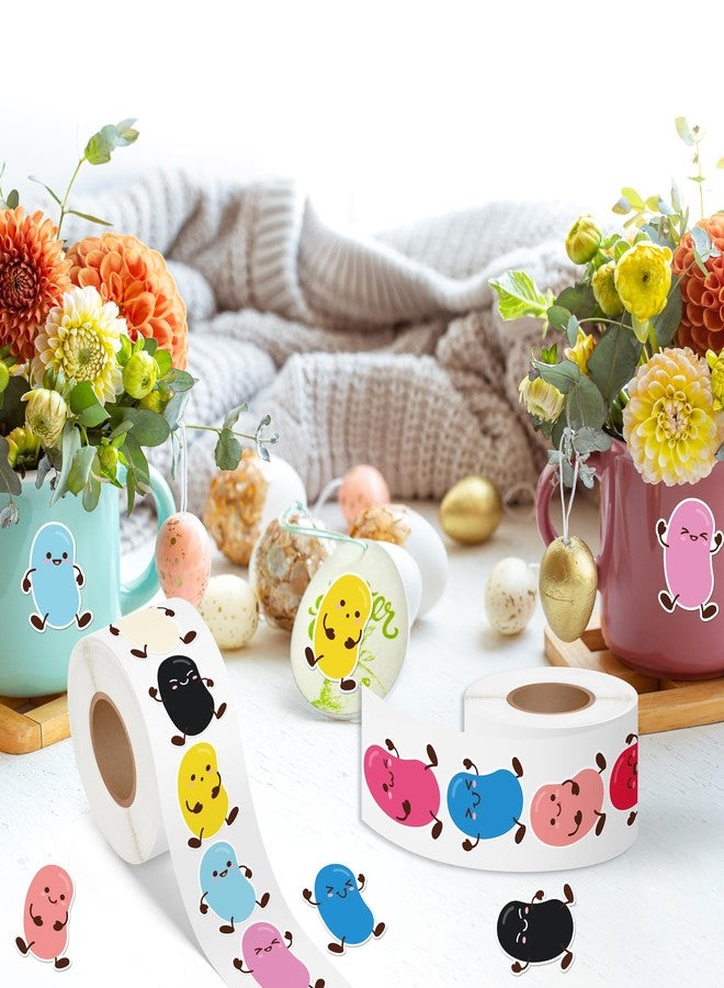 A1diee Easter Cute Jelly Beans Roll Stickers - 1000Pcs in 16 Designs Funny Jelly Beans Candy Assorted Colors Vinyl Stickers, Colorful Easter Waterproof Decals Gift for Party Home Decor Laptop Luggage - Image 4