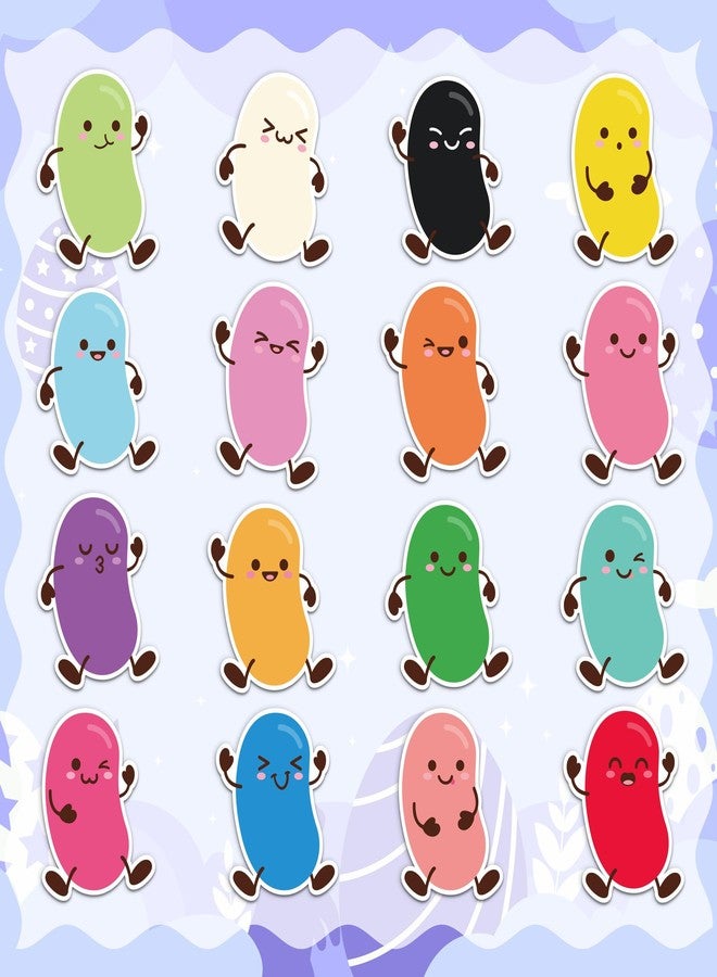 A1diee Easter Cute Jelly Beans Roll Stickers - 1000Pcs in 16 Designs Funny Jelly Beans Candy Assorted Colors Vinyl Stickers, Colorful Easter Waterproof Decals Gift for Party Home Decor Laptop Luggage - Image 3