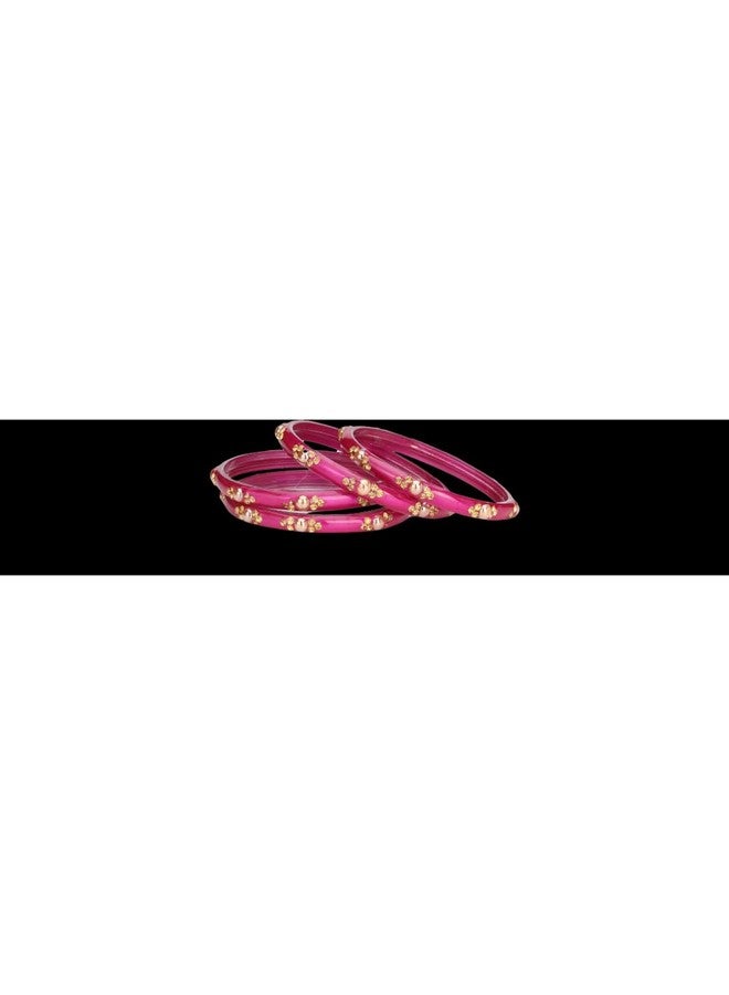 AFAST Modern Glass Bangles/Kada- Anniversary, Party & Wedding, Pack Of 4, Pink - Image 4