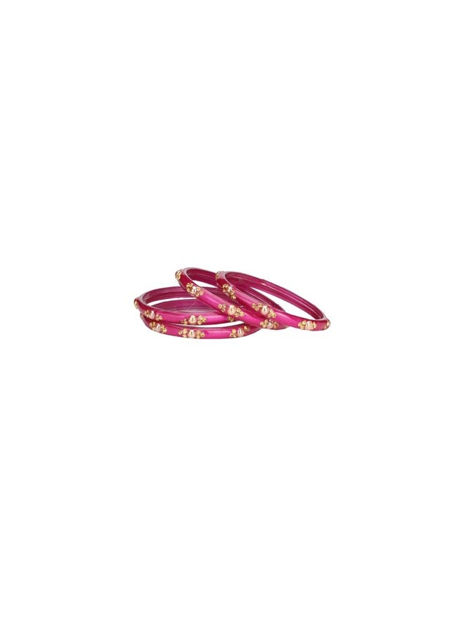 AFAST Modern Glass Bangles/Kada- Anniversary, Party & Wedding, Pack Of 4, Pink - Image 1