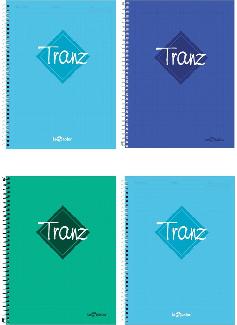 Le Color - 4-Piece School Notebook Set A5 Tranz Square 200 Pages PP Cover - Image 1