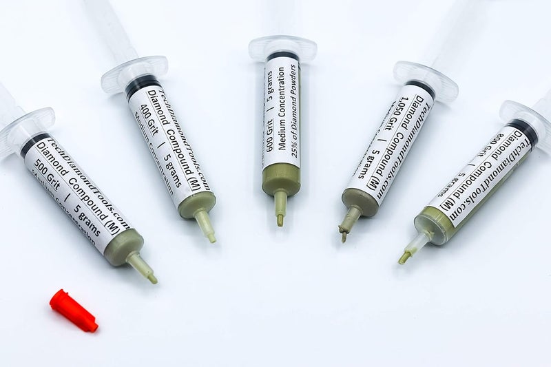 TechDiamondTools Diamond Polishing Compound Kit of 5 Lapping Paste USA Made 400 500 600 800 1050 Grit for Marble Glass Metal Rock Jewelry Resin Silver with 25% of Diamond Powder - Image 2