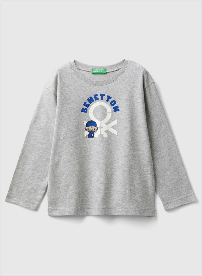 Benetton Boys Printed Long Sleeve T-Shirt - Image 4
