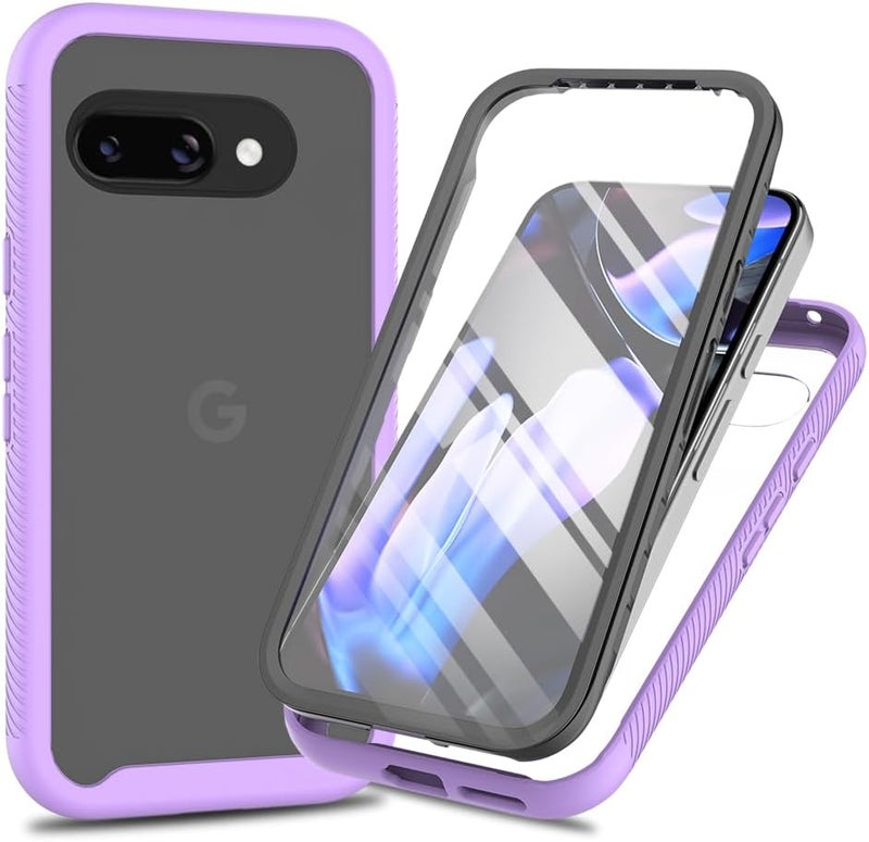 زيني غطاء لهاتف Google Pixel 9a، حماية صدمات 360 درجة مع حماية شاملة وواقي شاشة مدمج، غطاء خارجي متين بإطار، بنفسجي فاتح - Image 1