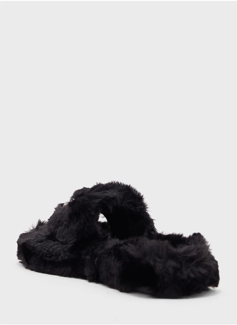 جينجر Diamante Fluffy Bedroom Slippers