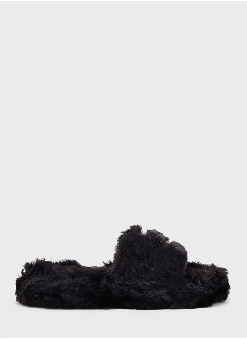 جينجر Diamante Fluffy Bedroom Slippers