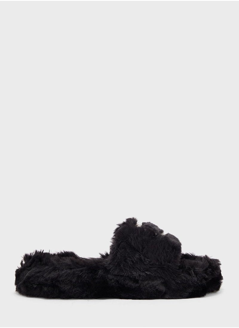 Ginger Diamante Fluffy Bedroom Slippers  - Image 1