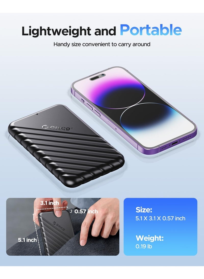 Orico ORICO 2.5 inch External Hard Drive 256GB SSD USB 3.0 to SATA III for 7mm and 9.5mm SATA HDD SSD Tool Free [UASP Supported] Black  - Image 3