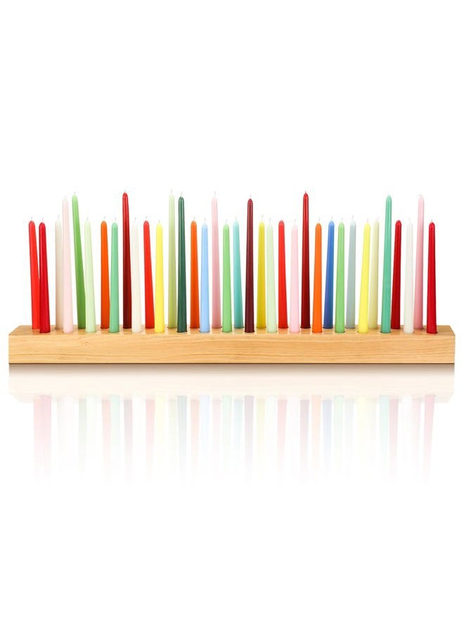 Yoande Wood Taper Candle Holders with 36 Holes Giant Wooden Candlestick Holder for 7/8" Taper Candles Farmhouse Candle Holders for Valentine's Day Wedding Anniversary Party Fireplace Table Centerpiece - Image 1