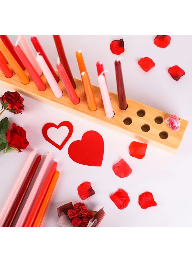 Yoande Wood Taper Candle Holders with 36 Holes Giant Wooden Candlestick Holder for 7/8" Taper Candles Farmhouse Candle Holders for Valentine's Day Wedding Anniversary Party Fireplace Table Centerpiece - Image 5