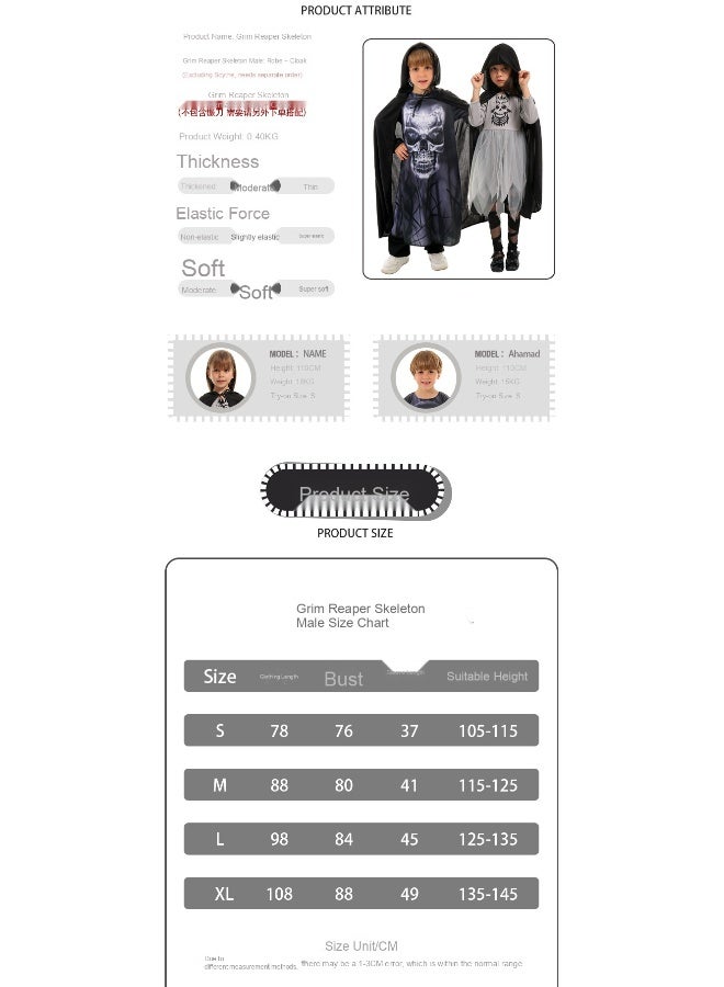 Halloween Costume For Children A Role-playing Costume Of The Grim Reaper Cosplay Outfit For A Kindergarten Party Stage Performance - Image 4