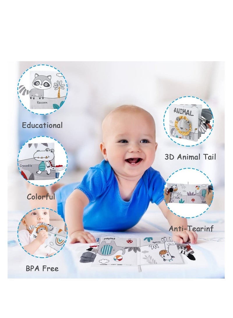 NIBEMINENT Cloth Books, 3D Touch Feel High Contrast Book, Baby Books Toys for 0-12 Months, Soft and Crinkle Infants Toddler Gifts Toy(Lion) - Image 3
